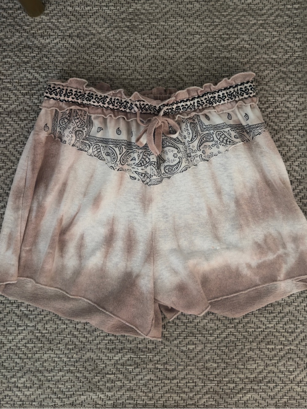 POL Women’s Pink Tie-Dye Lounge Shorts with Paisley Waist